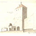 Opevnění Chebu - věž Mlýnské brány Eger - tadtmauer Mühltorturm Mühltorturm